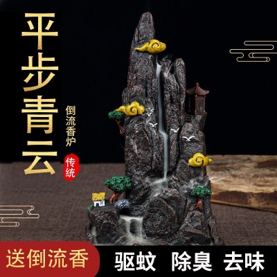 创意倒流香炉家居摆件 禅意陶瓷仿古熏香炉檀香 可倒流观赏香薰炉图2