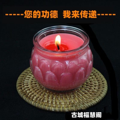 批发古城福慧阁2022款平口莲花灯24小时酥油灯供奉工艺品莲花蜡烛图3