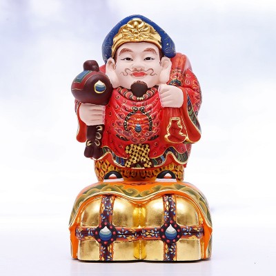 圆通工艺大黑天财神樟木木雕彩绘佛像吉祥物日本财神密宗佛像 2个图3