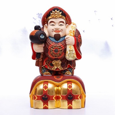 圆通工艺大黑天财神樟木木雕彩绘佛像吉祥物日本财神密宗佛像 2个图2