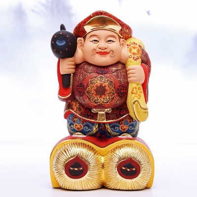 圆通工艺大黑天财神樟木木雕彩绘佛像吉祥物日本财神密宗佛像 2个图5