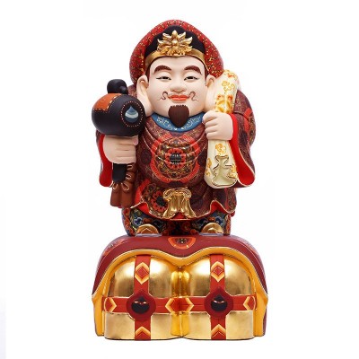 圆通工艺大黑天财神樟木木雕彩绘佛像吉祥物日本财神密宗佛像 2个图4