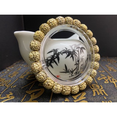 星月菩提原生态鸡油黄手雕龙鳞单圈文玩佛珠手串解压潮流货源代发图3