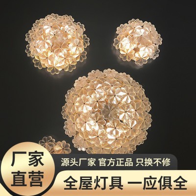 梦幻水晶北欧网红爆款ins风卧室吸顶灯灯花瓣简约现代玄关衣帽间图2