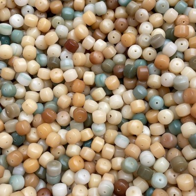 奶咖菩提根灰咖缅甸老料风化奶花皮色散珠批发烟灰色手串diy手串 1000个图2