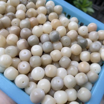 黄奶咖花皮多宝色菩提根散珠批发直播货源缅甸老料磨砂干磨高抛籽 300颗图4