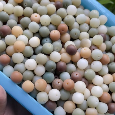 胖苹果原生态多宝菩提根散珠批发缅甸老料磨砂干磨浅色奶花皮玉化 1000颗图2