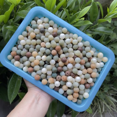 胖苹果原生态多宝菩提根散珠批发缅甸老料磨砂干磨浅色奶花皮玉化 1000颗图4