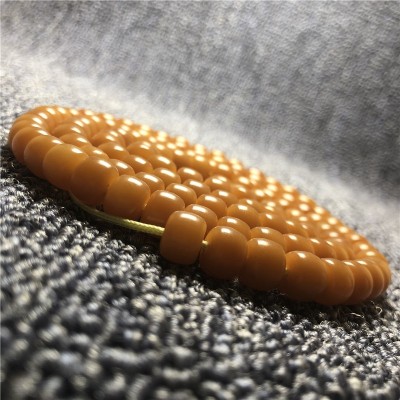 厂家批发108颗做旧风化菩提根手链鸡油黄菩提子桶珠手串diy饰品 2条图5