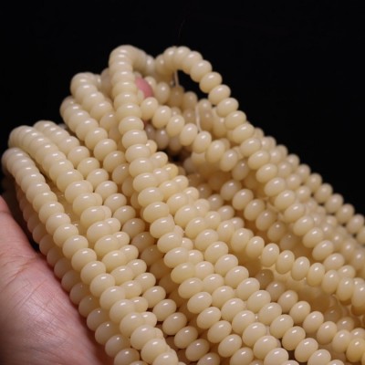 厂家高抛羊脂玉化奶黄菩提根老型桶珠108颗风化奶黄菩提子算盘珠 2条图4