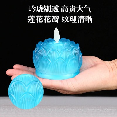 电子七彩莲花灯佛前供灯家用led电蜡烛长明灯琉璃荷花灯佛具用品图3