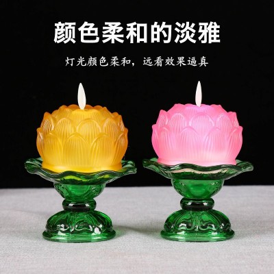 电子七彩莲花灯佛前供灯家用led电蜡烛长明灯琉璃荷花灯佛具用品图2