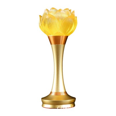 莲花灯佛供灯 充电供佛led长明灯家用神台灯一对水晶佛灯琉璃供灯图5