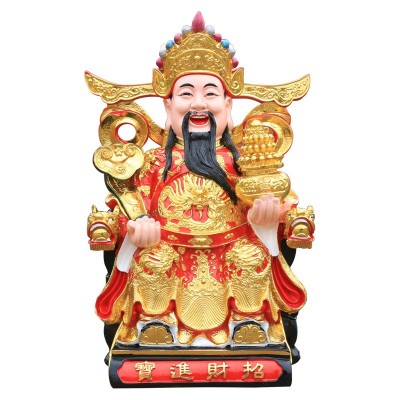 财神爷摆件文财神店铺乔迁礼品居家用供奉沙金九龙财树脂佛像图2