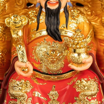 财神爷摆件文财神店铺乔迁礼品居家用供奉沙金九龙财树脂佛像图3