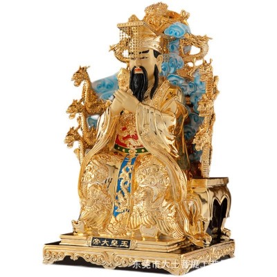 台湾鎏金铜玉皇大帝王母娘娘神像玉帝王母铜像佛像龙椅神像摆件图5