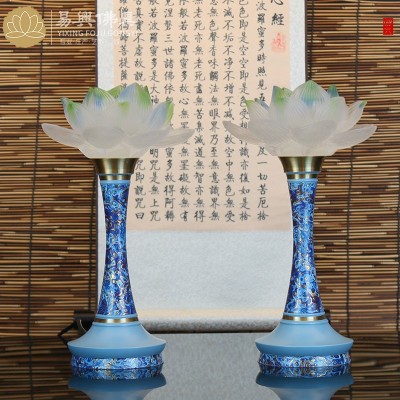 推荐定制 七彩莲花灯佛堂供奉led插电佛具用品合金摆件莲花灯批发图5