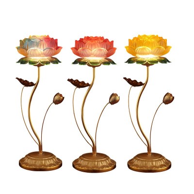 易兴佛具佛堂供奉led插电七彩莲花灯 供佛莲花灯批发佛具用品厂家图5
