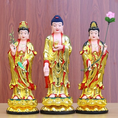 树脂佛像工厂批发西方三圣佛像观音像阿佛大势至菩萨西方三圣神像