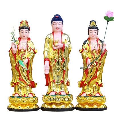 树脂佛像工厂批发西方三圣佛像观音像阿佛大势至菩萨西方三圣神像图5