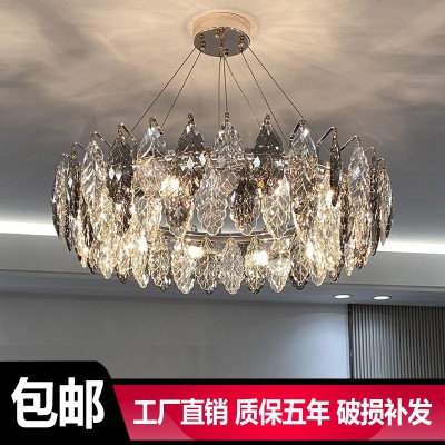 轻奢客厅水晶吊灯现代大气主卧室房间个性高档餐厅饭厅椭圆形灯饰