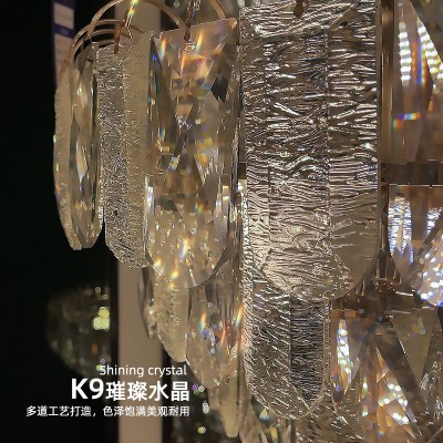 2022年新款别墅客厅水晶吊灯大气奢华样板间灯具后现代轻奢餐厅灯图2
