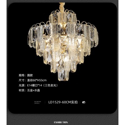 2022年新款别墅客厅水晶吊灯大气奢华样板间灯具后现代轻奢餐厅灯图5