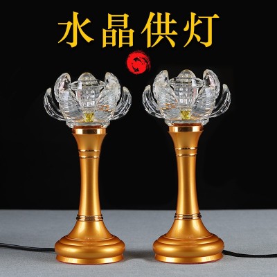 莲花灯供佛供灯佛前插电佛灯观音led家用琉璃七彩财神灯长明灯图2