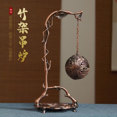 竹架龙珠吊炉倒流香炉创意工艺品摆件合金盘香炉家用沉檀香炉批发图2