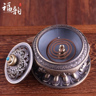 尼泊尔盘香炉 镀铜合金檀香熏香炉八宝香薰炉居室家用用品批发图2