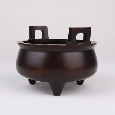 方耳炉清玉玩堂款纯铜香炉复古摆件点香供佛工艺品收藏苏工包浆图2