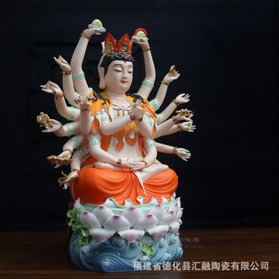 陶瓷准提佛母神像准提菩萨佛像准胝菩萨七俱胝佛母千手观音摆件图3