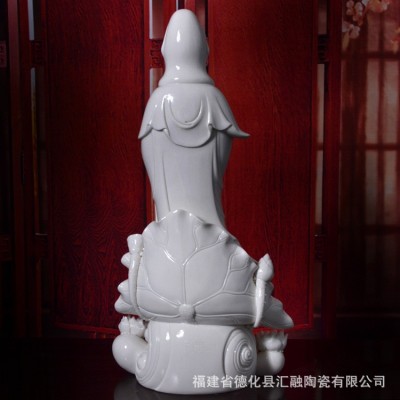 德化立莲白瓷观音佛像 陶瓷观音菩萨家居供奉镇宅陶瓷工艺品摆件图5