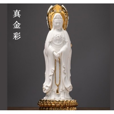 德化陶瓷南海三面观音像菩萨佛像家用供奉摆件白瓷观世音菩萨站像图3