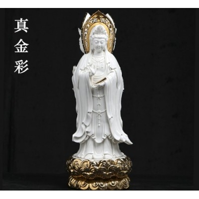 德化陶瓷南海三面观音像菩萨佛像家用供奉摆件白瓷观世音菩萨站像图2