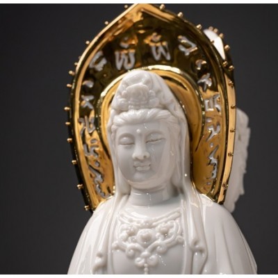 德化陶瓷南海三面观音像菩萨佛像家用供奉摆件白瓷观世音菩萨站像图4
