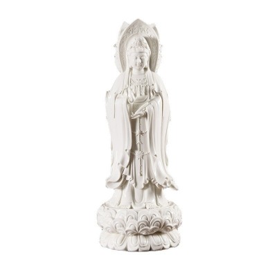 德化陶瓷南海三面观音像菩萨佛像家用供奉摆件白瓷观世音菩萨站像图5