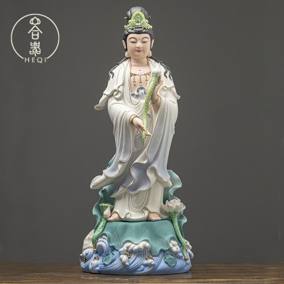 德化陶瓷西方三圣佛像站像阿弥陀佛大势至观音菩萨像家用供奉摆件图3