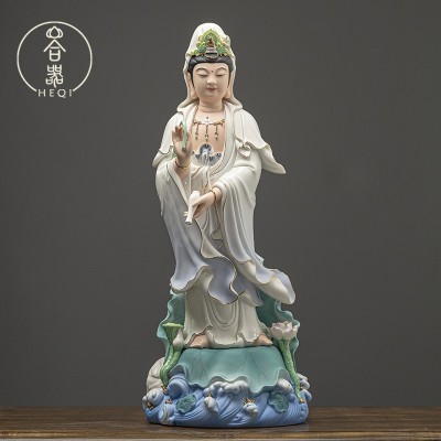 德化陶瓷西方三圣佛像站像阿弥陀佛大势至观音菩萨像家用供奉摆件图4