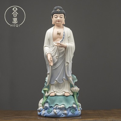 德化陶瓷西方三圣佛像站像阿弥陀佛大势至观音菩萨像家用供奉摆件图2