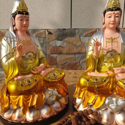 树脂敦煌彩观音大士佛像 慈航道人神像 坐莲观音菩萨佛像摆件图4