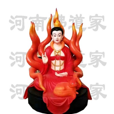 汉白玉铜彩九尾狐神像 九尾娘娘 九姑娘真身像 河南福到家佛像批图4