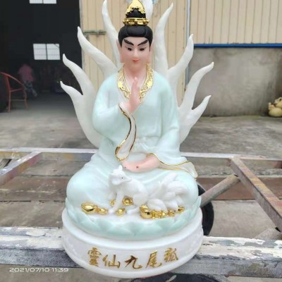汉白玉铜彩九尾狐神像 九尾娘娘 九姑娘真身像 河南福到家佛像批图2