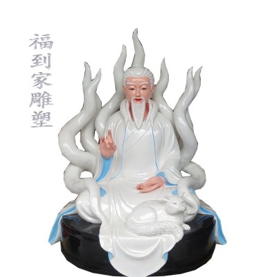 汉白玉铜彩九尾狐神像 九尾娘娘 九姑娘真身像 河南福到家佛像批图3
