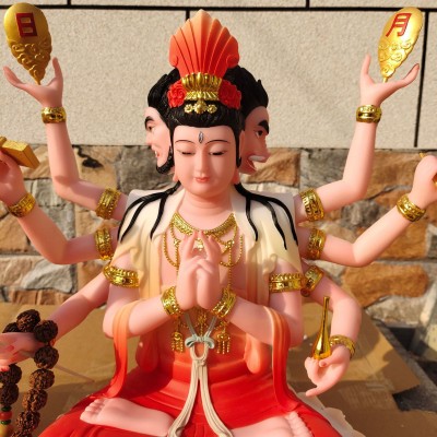 汉白玉彩绘斗姆元君神像 斗姆姥佛像雕塑 佛像制作厂批发图4