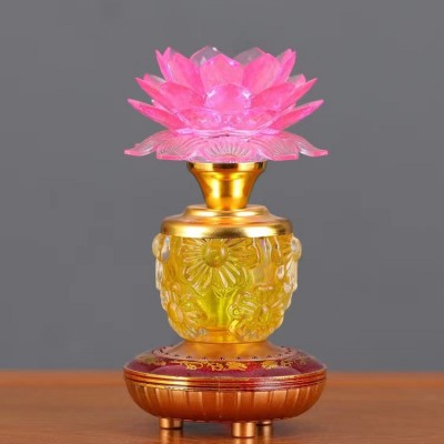 佛具用品LED莲花灯家用供佛观音佛供灯佛前灯七彩变色莲花长明灯图3