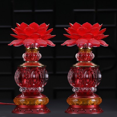 佛具用品LED莲花灯家用供佛观音佛供灯佛前灯七彩变色莲花长明灯图2