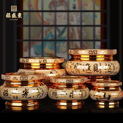 佛具用品顺盛沙金香炉金沙香炉陶瓷家用上香烧香炉供佛观音 插香炉图4