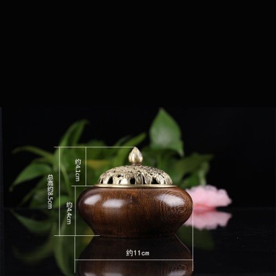 缅甸花梨木鸡翅木盘香炉 铜盖塔香薰炉 红木佛具用品原厂直供图2