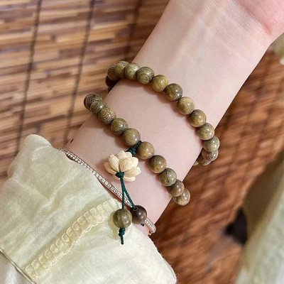 绿檀金珠手串文玩佛珠菩提轻奢双圈手链饰品女高级感情侣跨境批发图2